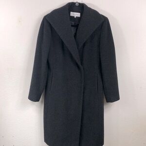 Vintage Calvin Klein Longline Wool Coat Charcoal Gray Minimalist 6 Quiet Luxury